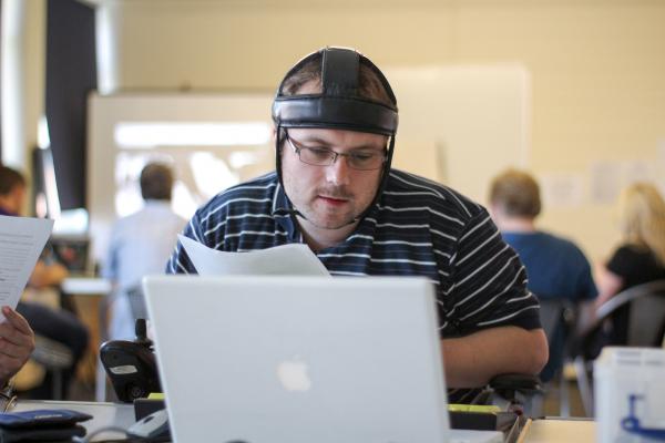 Photograph of an AbleWeb York participant using a computer