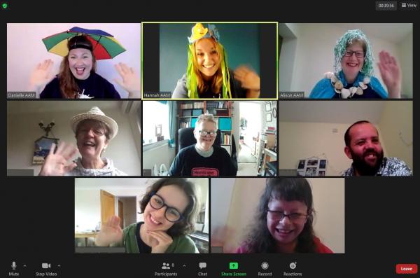 A screenshot of participants and staff in one of our Zoom sessions.