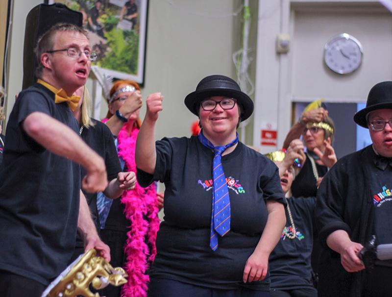 Choir member performing at the all that Jazz gig at Askham Bryan College